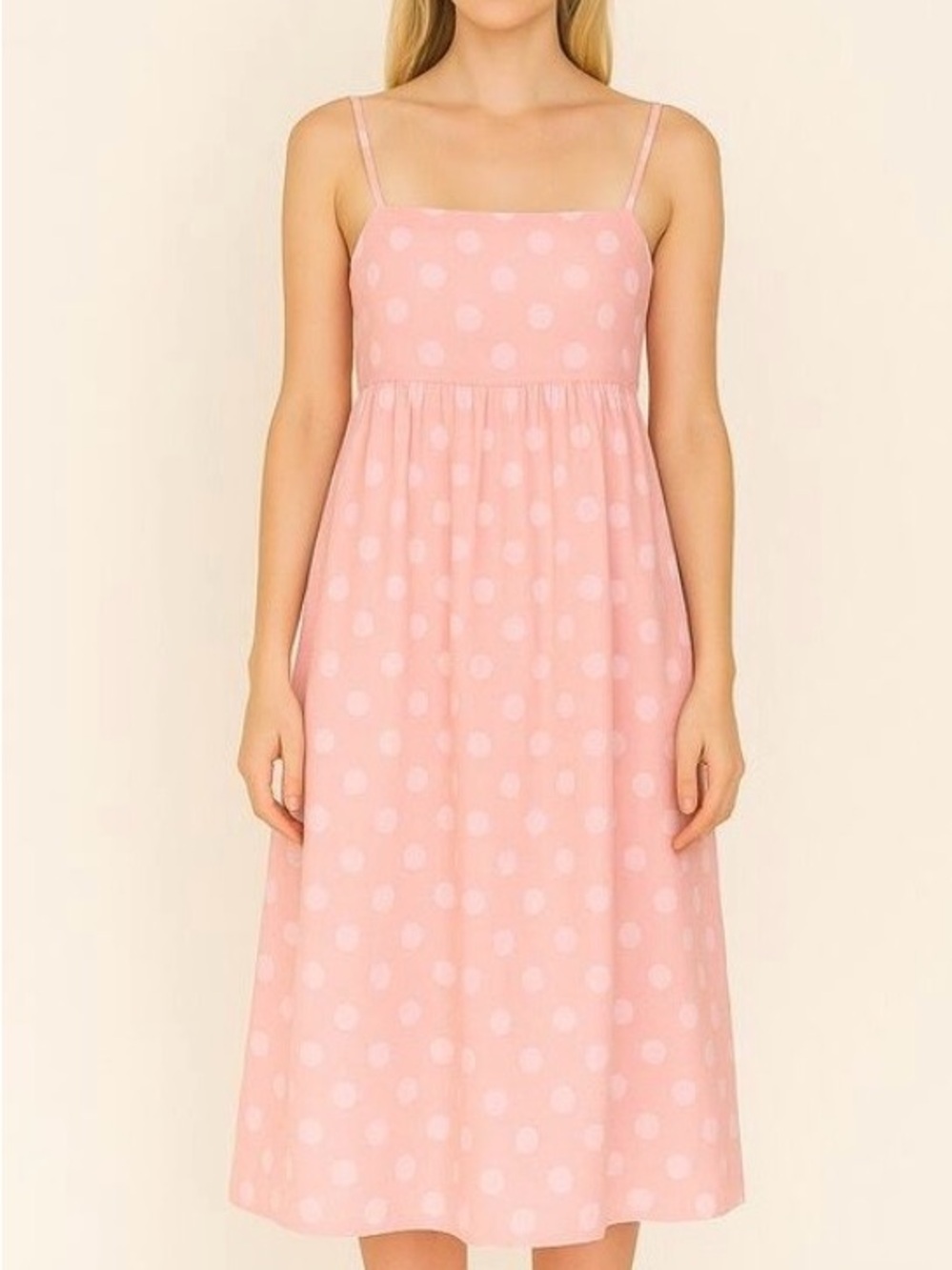 Petal‎ + Pup Pink Polka Dot Sundress Spaghetti Strap with pockets size 8